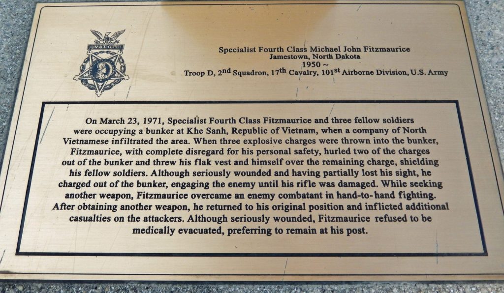 SPECIALIST FOURTH CLASS MICHAEL JOHN FITZMAURICE MEDAL OF HONOR MEMORIAL PLAQUE