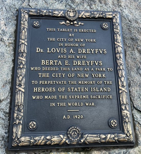 STATEN ISLAND WORLD WAR I MEMORIAL PLAQUE C