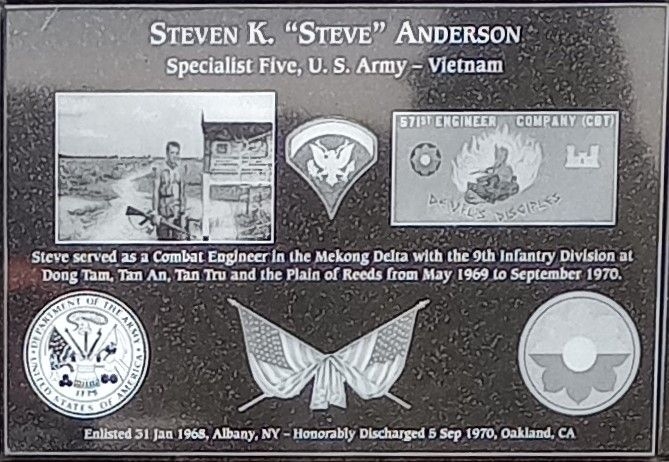 STEVE K. “STEVE” ANDERSON WAR MEMORIAL PLAQUE