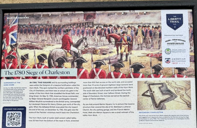THE 1780 SIEGE OF CHARLESTON REVOLUTIONARY WAR MEMORIAL PLAQUE