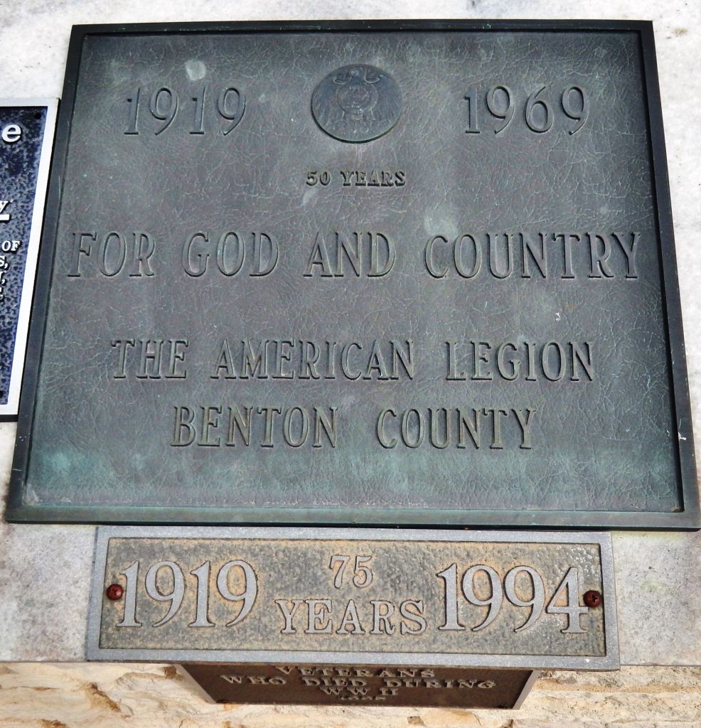 THE AMERICAN LEGION BENTON COUNTY MEMORIAL PLAQUE