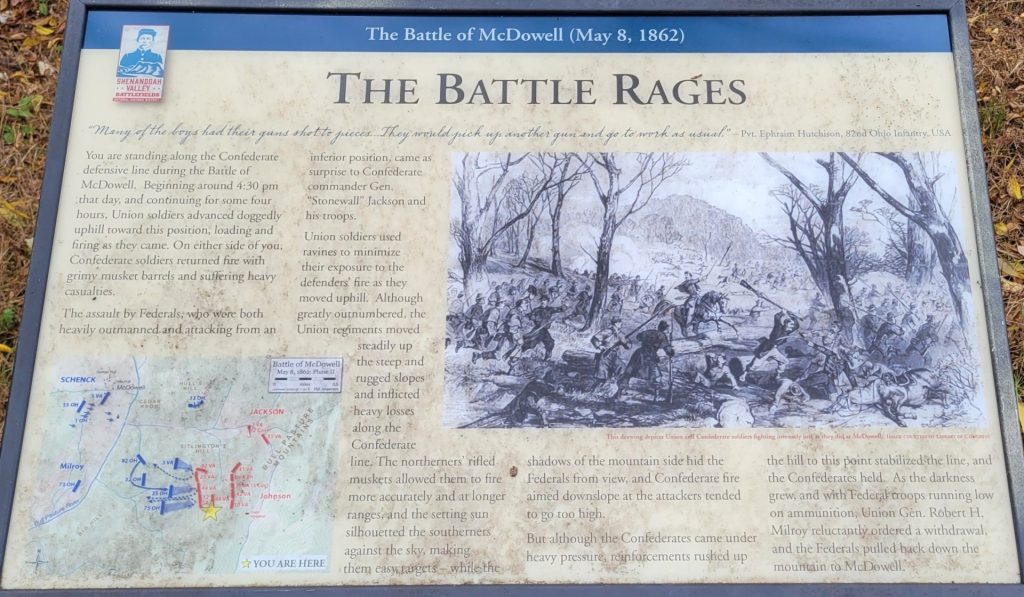 THE BATTLE RAGES MAY 8,1862 WAR MEMORIAL PANEL