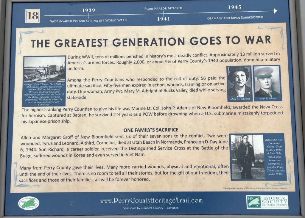 THE GREATEST GENERATION GOES TO WAR MEMORIAL PANEL