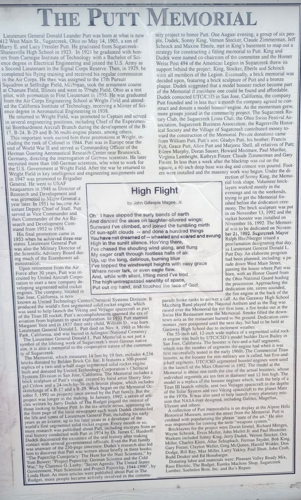 THE PUTT MEMORIAL PLAQUE