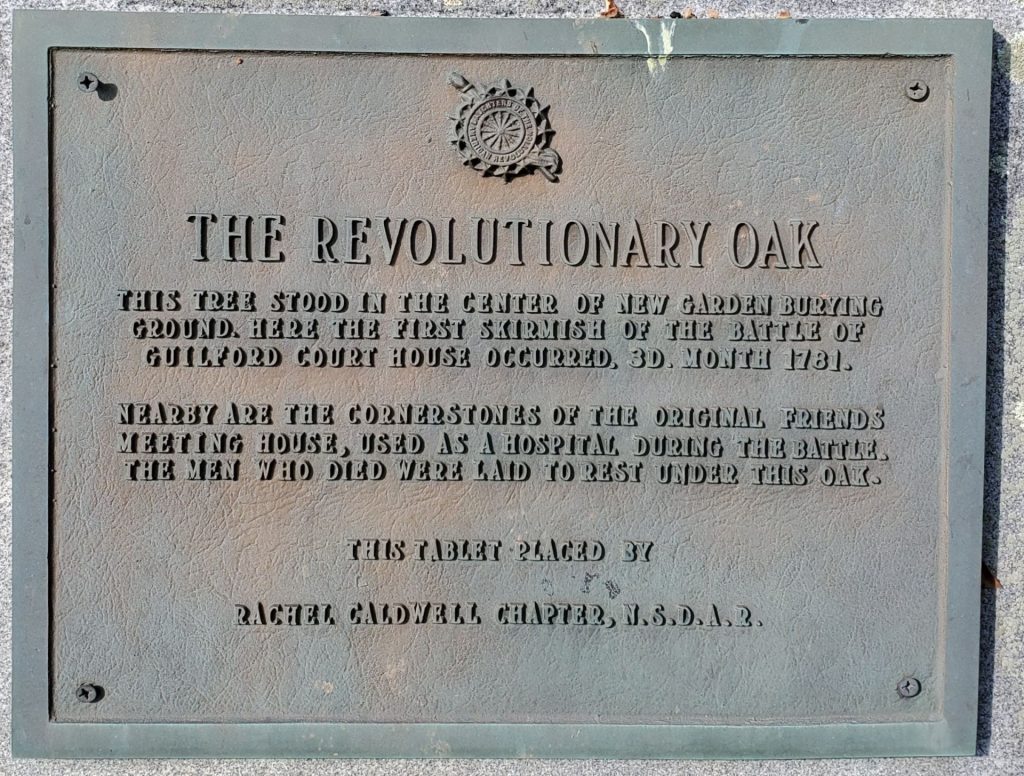 THE REVOLUTIONARY OAK MEMORIAL PLAQUE