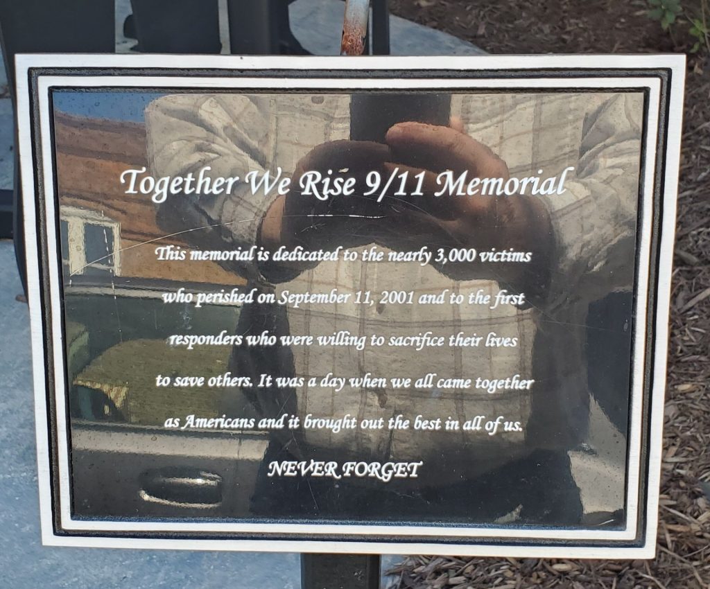 TOGETHER WE RISE 9/11 MEMORIAL PLAQUE
