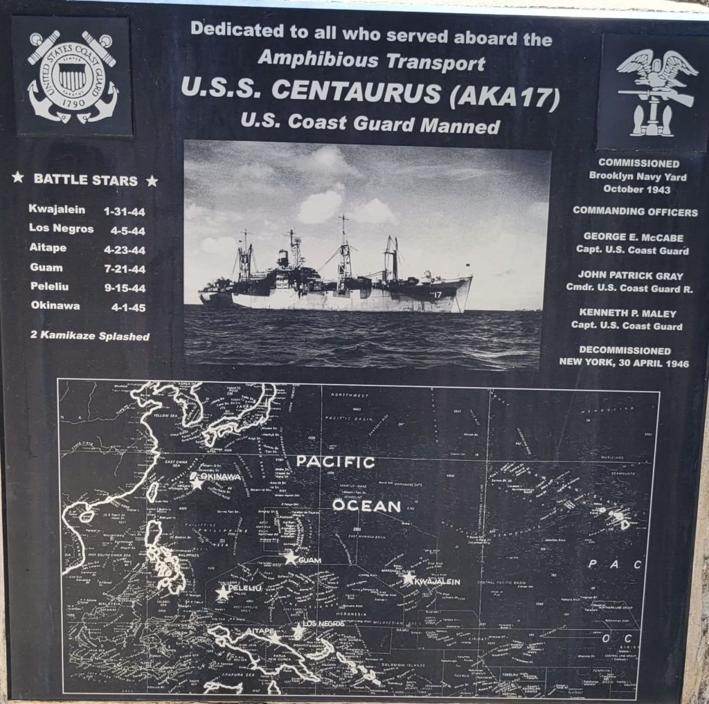 U.S.S. CENTAURUS (AKA17) WAR MEMORIAL PLAQUE