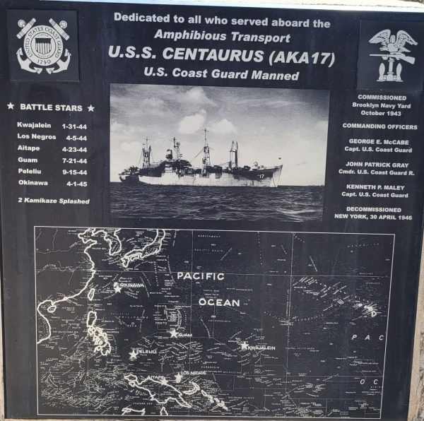 U.S.S. CENTAURUS (AKA17) WAR MEMORIAL PLAQUE