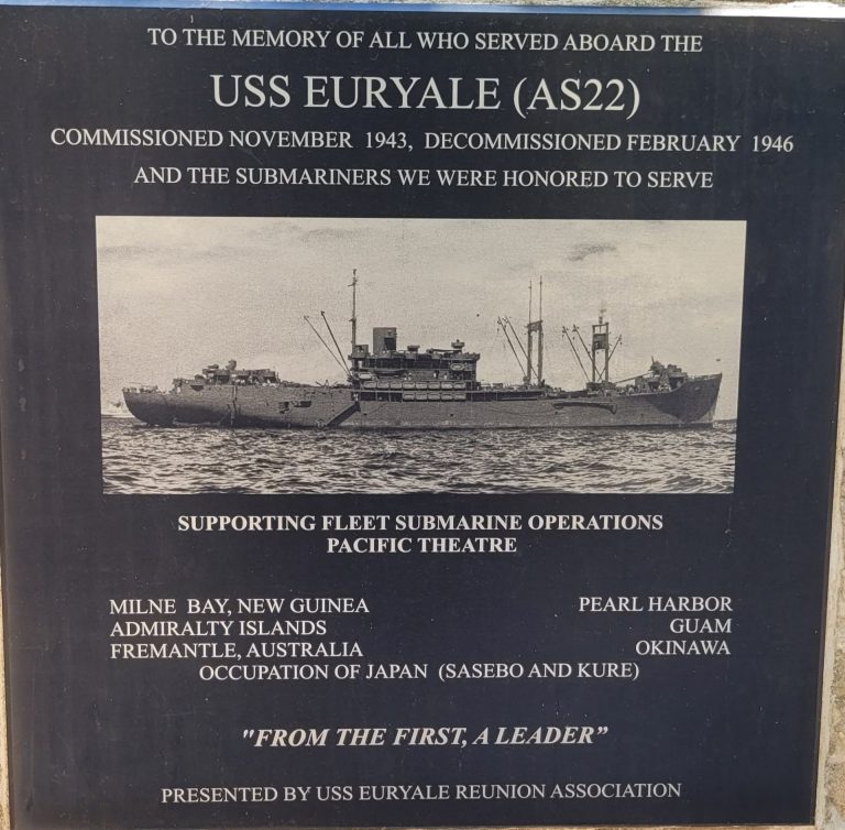 USS EURYALE (AS22) WAR MEMORIAL PLAQUE