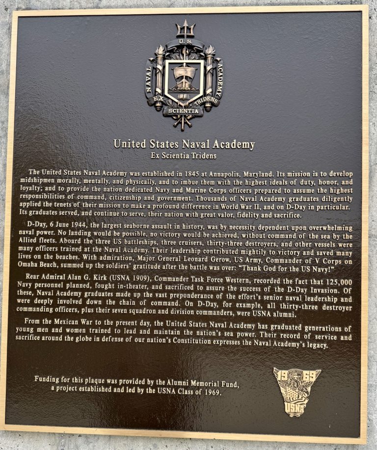 UNITED STATES NAVAL ACADEMY MEMORIAL PLAQUE