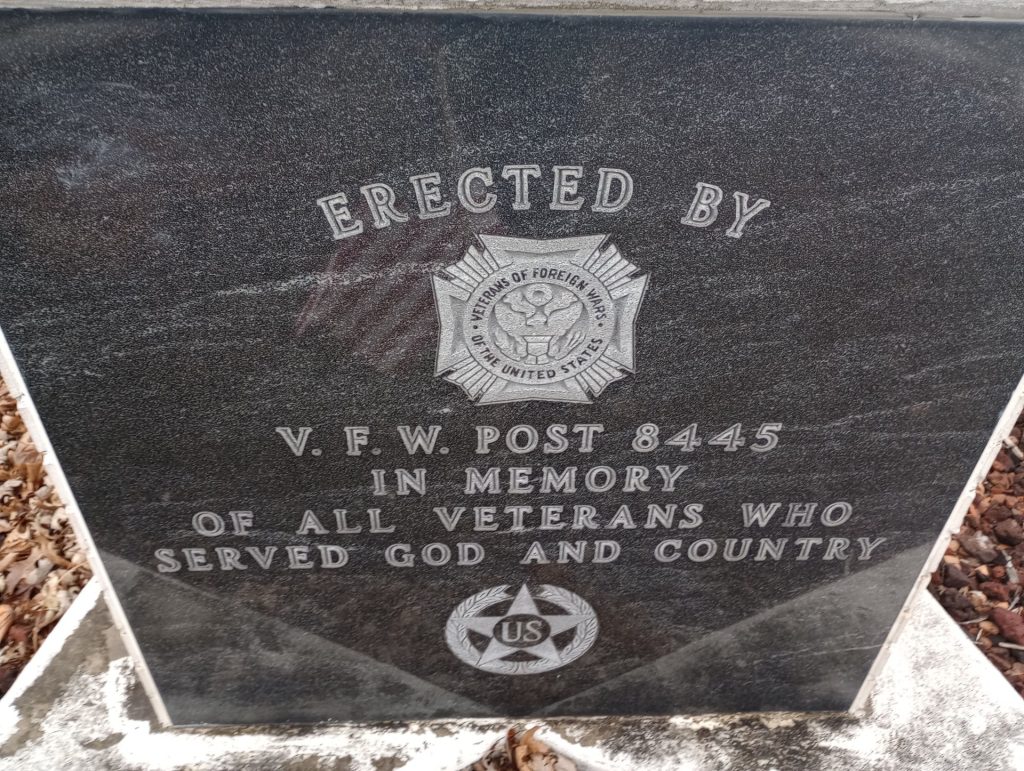 V.F.W. POST 8445 ALL VETERANS WAR MEMORIAL PLAQUE