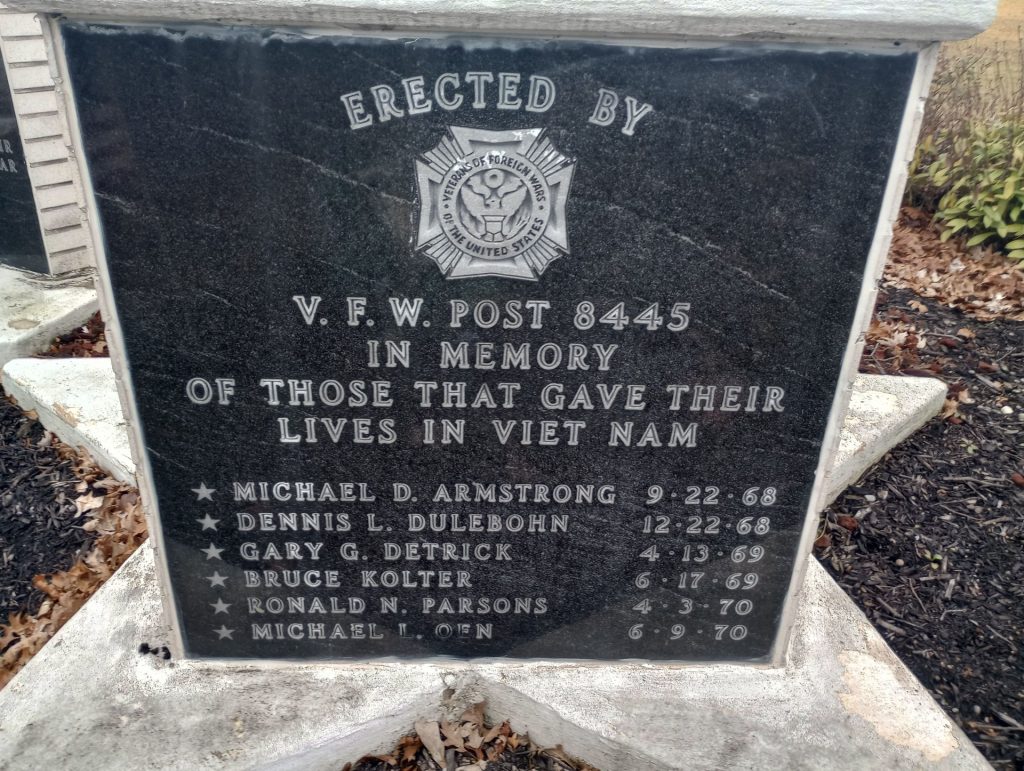 V.F.W. POST 8445 VIET NAM WAR MEMORIAL PLAQUE