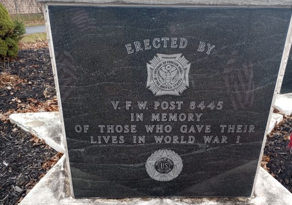 V.F.W. POST 8445 WORLD WAR I MEMORIAL PLAQUE