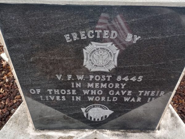 V.F.W. POST 8445 WORLD WAR II MEMORIAL PLAQUE