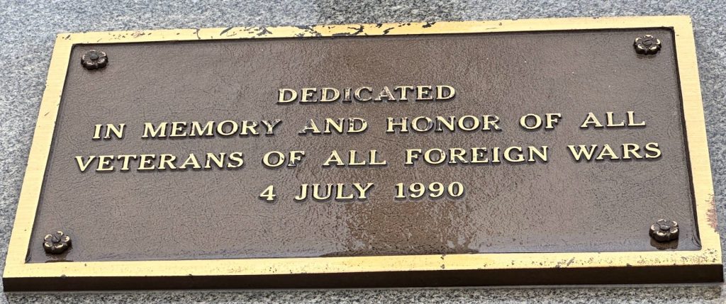 VFW POST 9488 ALL VETERANS OF ALL FOREIGN WARS MEMORIAL FLAGPOLE PLAQUE