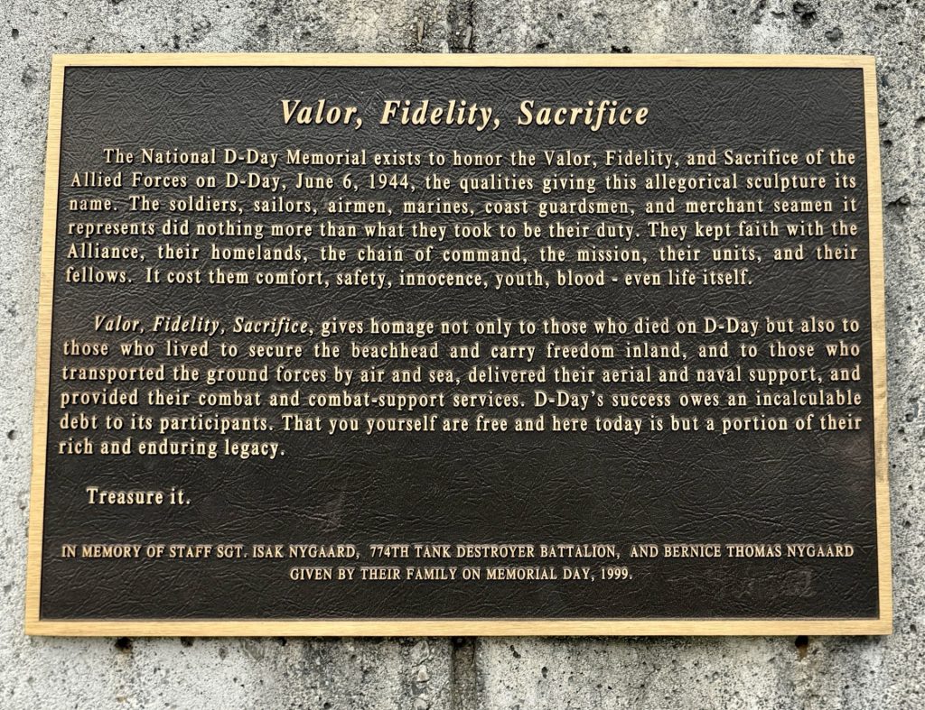 VALOR, FIDELITY, SACRIFICE WAR MEMORIAL PLAQUE