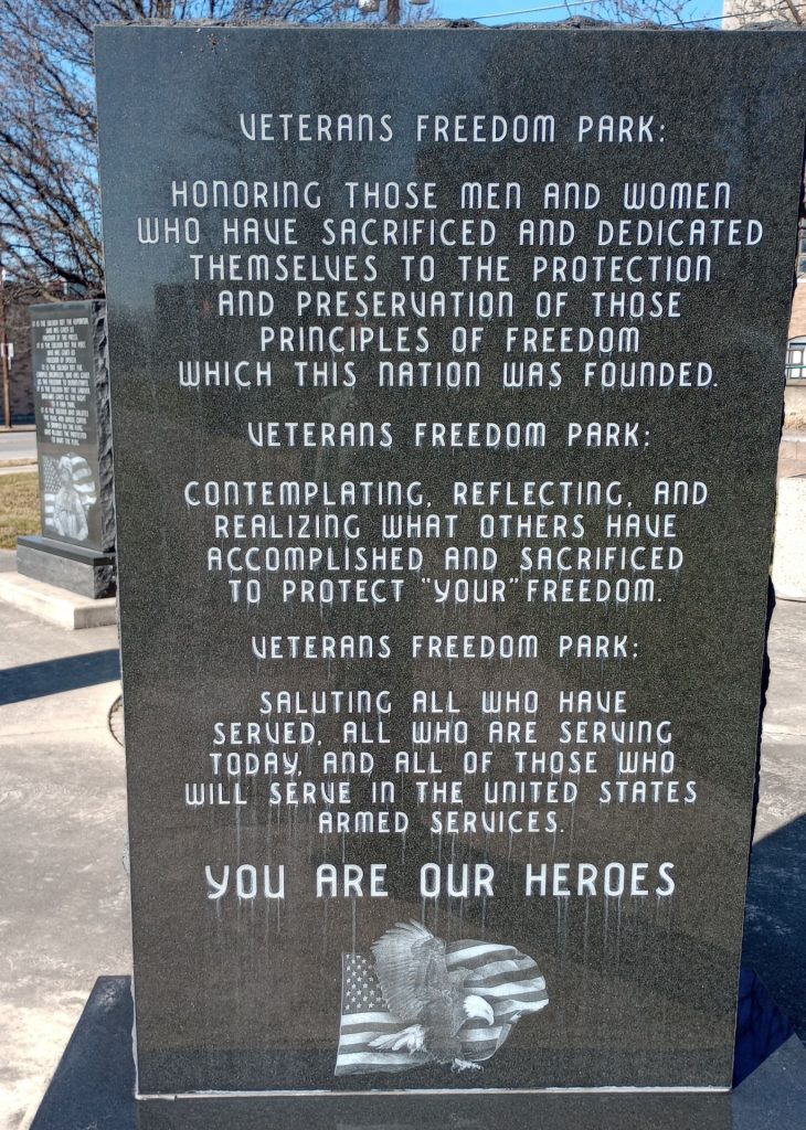 VETERANS FREEDOM PARK MEMORIAL STONE A