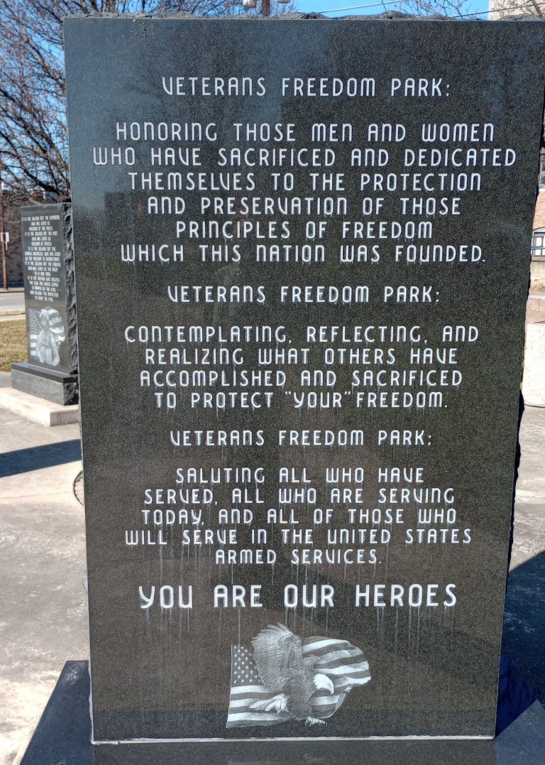 VETERANS FREEDOM PARK MEMORIAL STONE A