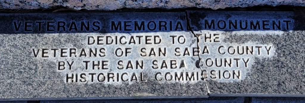VETERANS OF SAN SABA COUNTY MEMORIAL DEDICATION  STONE