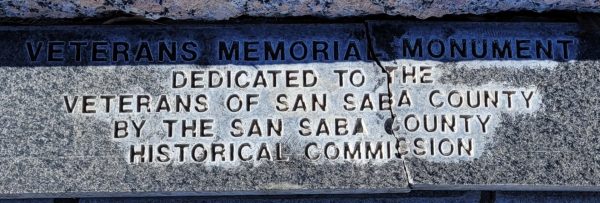 VETERANS OF SAN SABA COUNTY MEMORIAL DEDICATION  STONE