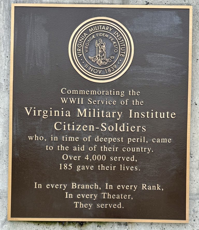 VIRGINIA MILITARY INSTITUTE D-DAY WAR MEMORIAL PLAQUE