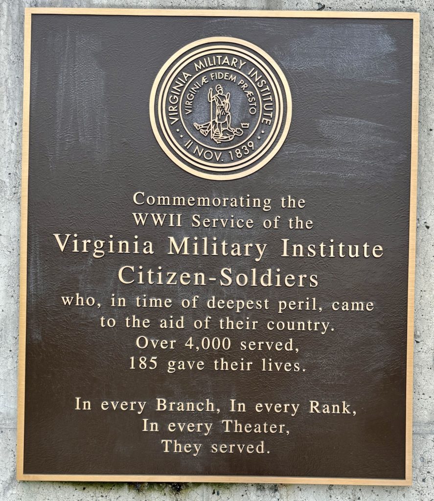 VIRGINIA MILITARY INSTITUTE D-DAY WAR MEMORIAL PLAQUE