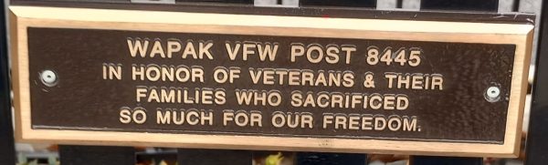 WAPAK VFW POST 8445 VETERANS MEMORIAL PLAQUE