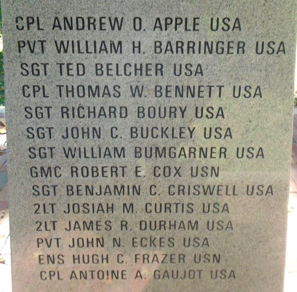 WEST VIRGINIA MEDAL OF HONOR WAR MEMORIAL STONE A