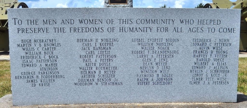 WESTSIDE WAR VETERANS MEMORIAL CENTER STONE