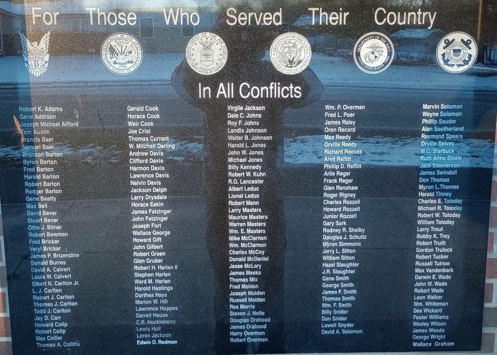 WILKINSON ALL CONFLICTS VETERANS MEMORIAL PLAQUE
