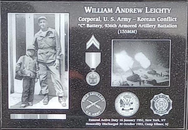 WILLIAM ANDREW LEICHTY WAR MEMORIAL PLAQUE
