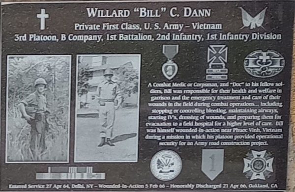 WILLIAM “BILL” C. DANN WAR MEMORIAL PLAQUE