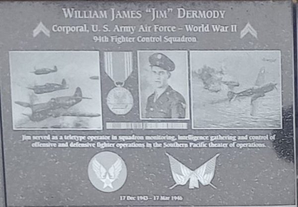 WILLIAM JAMES “JIM” DERMODY WAR MEMORIAL