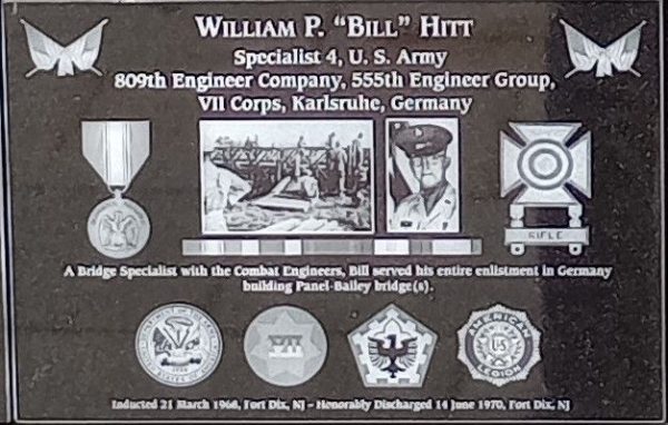 WILLIAM P. “BILL” HITT WAR MEMORIAL PLAQUE