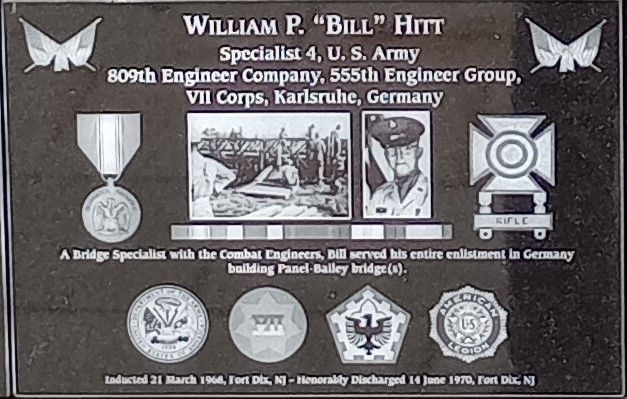 WILLIAM P. “BILL” HITT WAR MEMORIAL PLAQUE