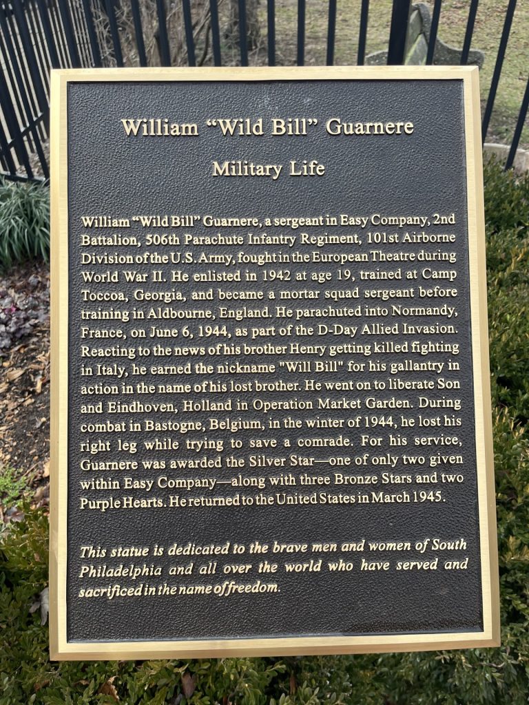 WILLIAM “WILD BILL” GUARNERE WAR MEMORIAL PLAQUE