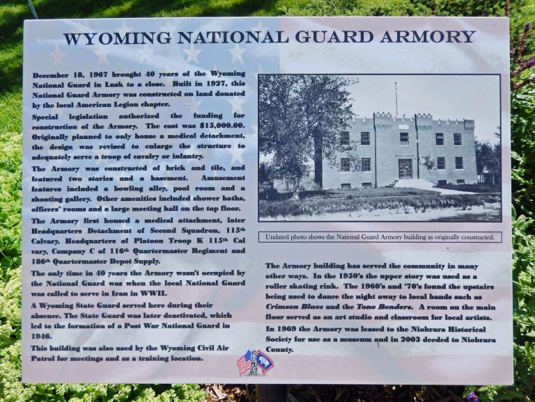 WYOMING NATIONAL GUARD ARMORY MEMORIAL PLAQUE