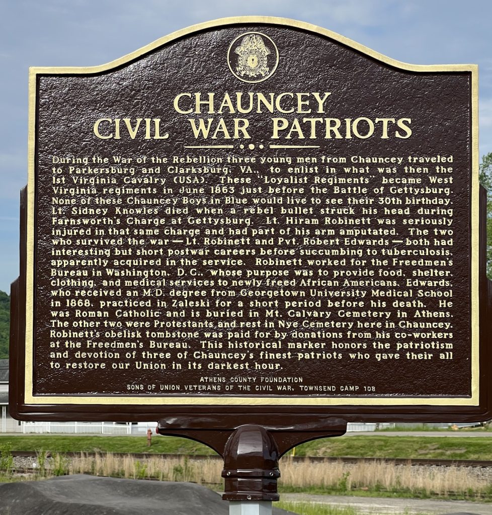 CHAUNCEY CIVIL WAR PATRIOTS WAR MEMORIAL MARKER