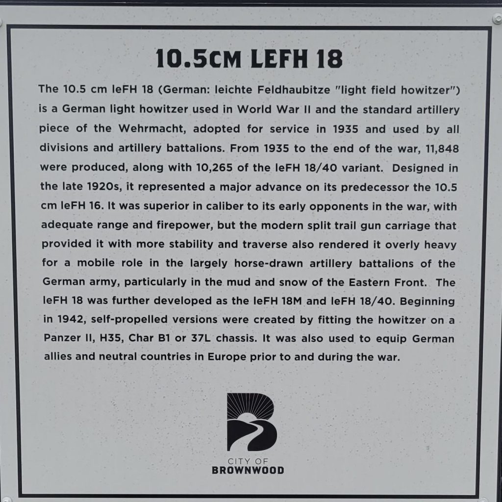 10.5CM LEFH 18 WAR MEMORIAL CANNON PLAQUE