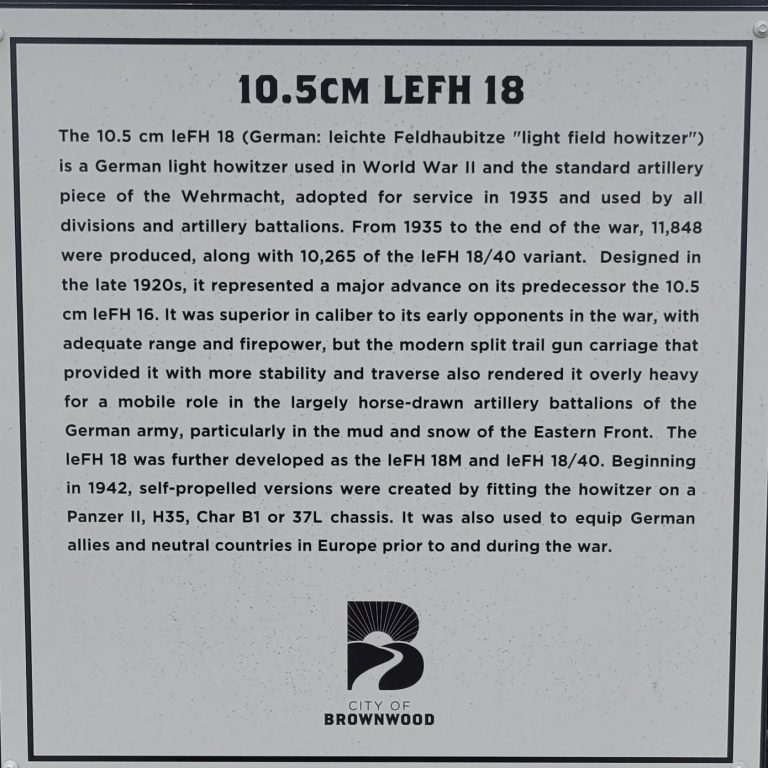 10.5CM LEFH 18 WAR MEMORIAL CANNON PLAQUE