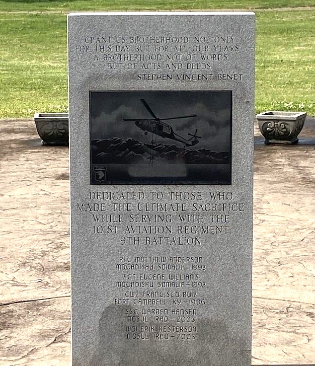 101ST AVIATION REGIMENT 9TH BATTALION ULTIMATE SACRIFICE WAR MEMORIAL