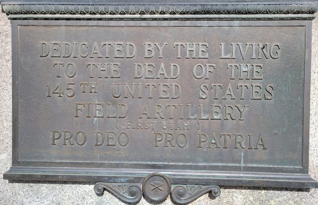 145TH UNITED STATES FIELD ARTILLERY WAR MEMORIAL PLAQUE B