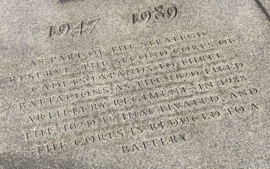 1947-1989 SECOND CORPS OF CADETS WAR MEMORIAL SIDEWALK