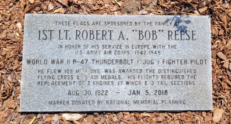 1ST LT. ROBERT A. “BOB” REESE WAR MEMORIAL STONE