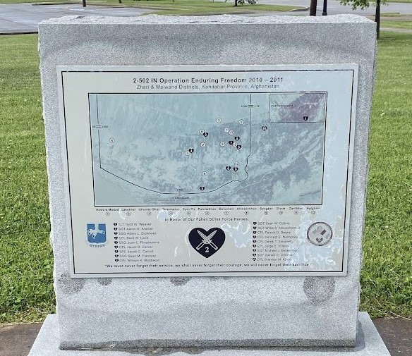 2-502 IN OPERATION ENDURING FREEDOM 2010-2011 WAR MEMORIAL