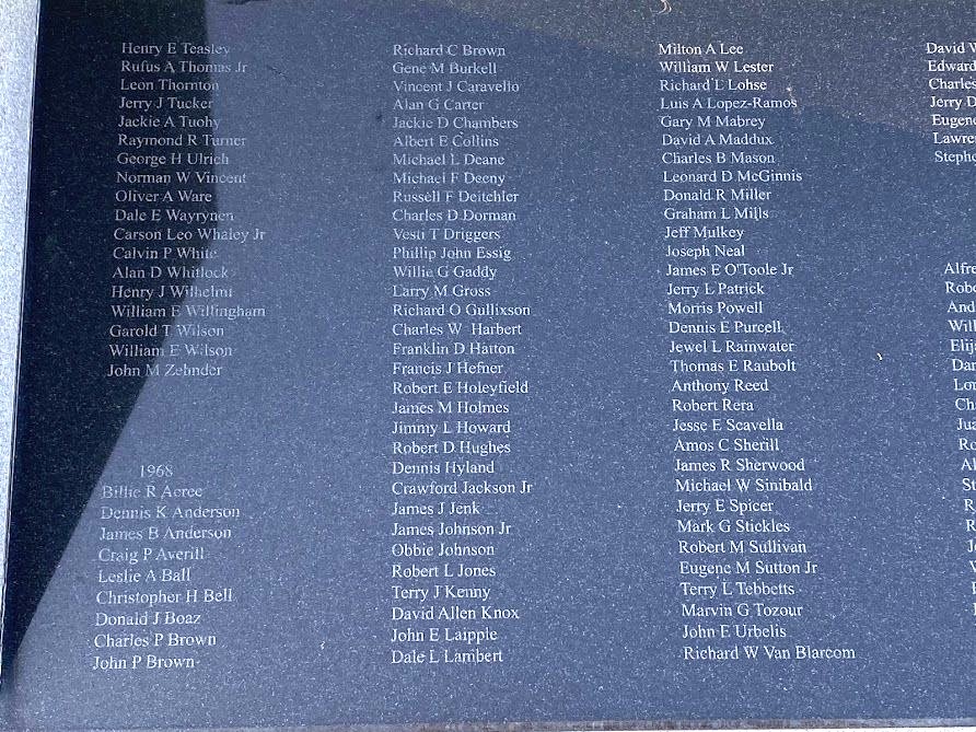 2/502 TROOPERS KILLED-IN-ACTION IN VIETNAM WAR MEMORIAL STONE D