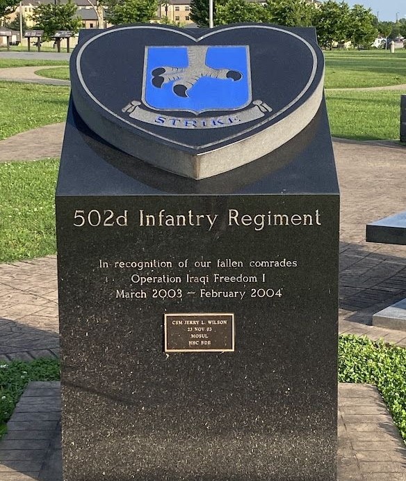 502D INFANTRY REGIMENT WAR MEMORIAL FRONT