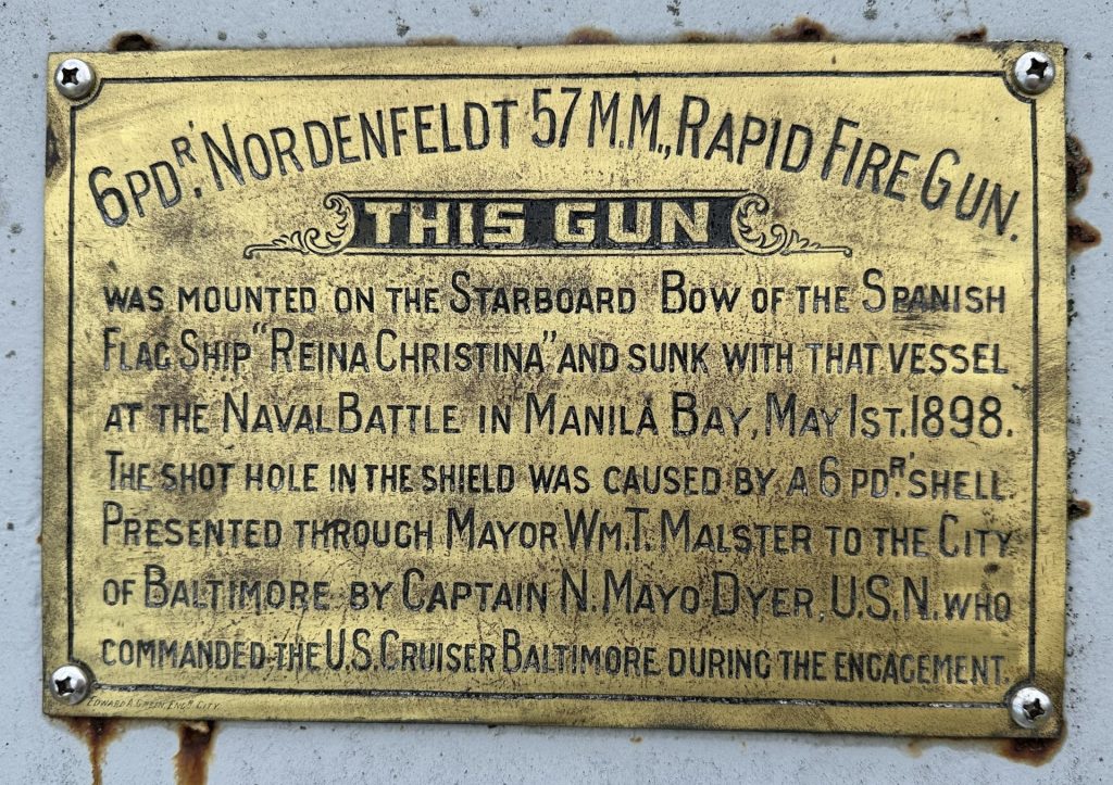 6PDR NORDENFELDT 57 M.M. RAPID FIRE GUN WAR MEMORIAL PLAQUE
