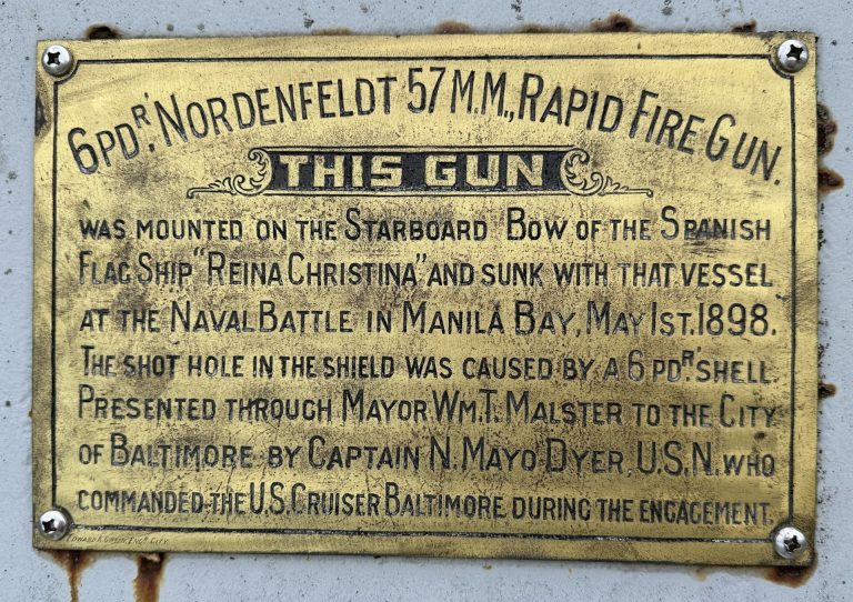 6PDR NORDENFELDT 57 M.M. RAPID FIRE GUN WAR MEMORIAL PLAQUE