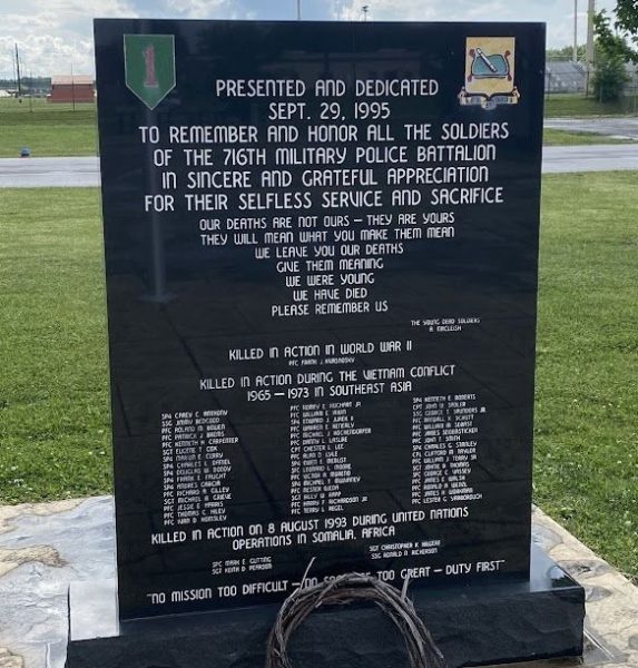 716TH MILITARY POLICE BATTALION ULTIMATE SACRIFICE WAR MEMORIAL FRONT